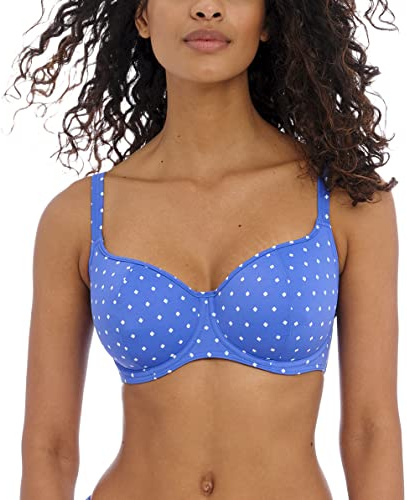 Freya Women's Standard Jewel Cove Underwire Sweetheart Bikini Top, Azure, 40D