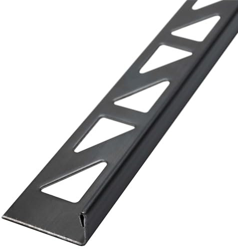 Dalsys Fliesenschiene 2,5m x 10mm, Fliesenprofil Edelstahl L-Profil Schwarz gebürstet, Fliesenprofil
