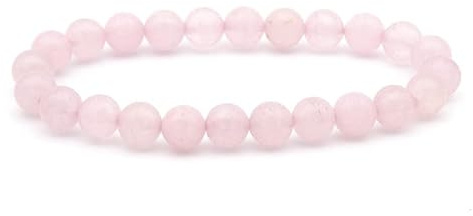 TreasureBay Handmade Natural Gemstone Stretch Bracelet for Men and Women | 6mm Gemstone Beaded Bracelet (Pink Rose Quartz)