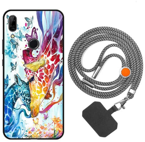 vingarshern Cover Compatibile con Huawei P Smart Z Custodia in Silicone Sottile,Case Antiurto e Antigraffio con Motivo+1×Catena/Cordino per Cellulare,Giraffa