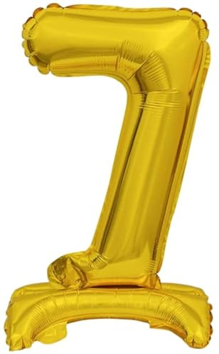 Stehballon * Zahl 7 - Goldfarben * als Deko für Geburtstag und Party | 38cm, für Luft | Zahlen Kindergeburtstag Partydeko Ballon Luftballon