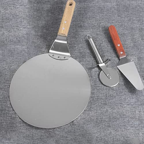 AKAZI Edelstahl-Pizzaschieber mit Holzgriff, Backschaufel, Schaufel, Kuchenheber, Transfertablett mit Holzgriff, einfache Aufbewahrung, leicht zu reinigende Pizzaschaufel