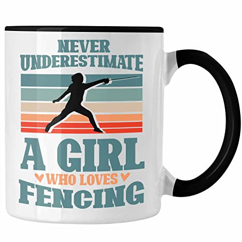 Trendation - Lustige Fechten-Tasse für Mädchen und Frauen Geschenk für Fechterinnen (Schwarz)
