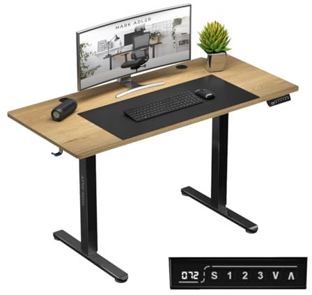 MARK ADLER Leader 7.0 | Gaming Tisch Elektrisch Computertisch Bürotisch Schreibtisch Stehtisch 120 x 60 cm Höhenverstellbarer | 3 Memory-Steuerung Memoboard | Schwarz Gestell Eiche Tischplatte