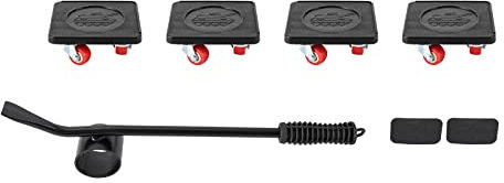 Möbel Transportrollen Set, Möbeltransportset 360° Rotierbare Möbelrollen Möbeltransportrollen mit 4 Möbelroller & 1 Lastenheber 400KG Tragfähigkeit für Schwere Möbel Schränke Transport(Quadratisch)