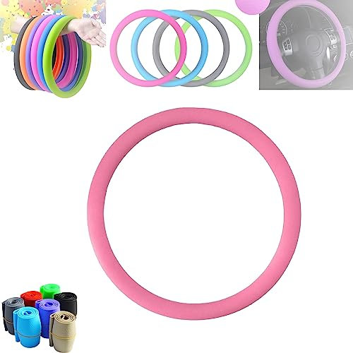 Cool Non-Slip Silicone Steering Wheel Protector, Steering Wheel Cover, Non-Slip Elastic Stretch Car Steering Wheel Cover, Universal Steering Wheel Cover (pink)