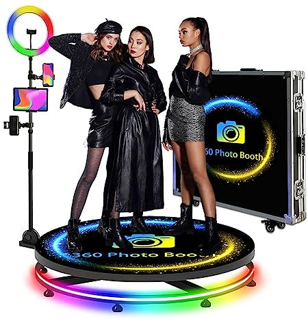 XGXHIN 360 Photo Booth Machine con Telecomando e Logo Personalizzato | Cabina Fotografica Rotante Automatica per Feste | App Software e rallentatore | 5 Persone in Piedi