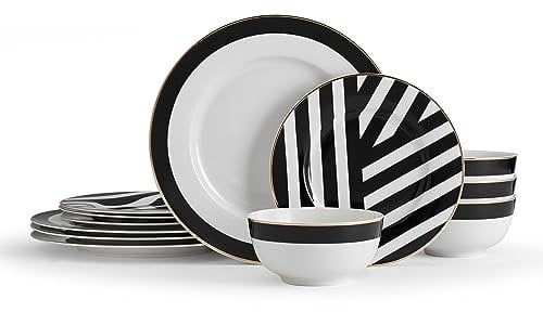 Mikasa Luxe Deco 12pc Fine China Dinner Set, Gift Boxed