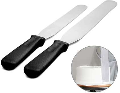 ICSTM Icing Spatula Metal Stainless Steel for Kitchen Cake Baking Decorating (2, 6in+8in Straight)