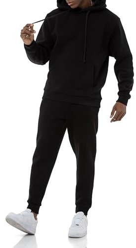 Redbridge Elegante tuta da jogging da uomo, con cappuccio e pantaloni da jogging, Nero , XXL