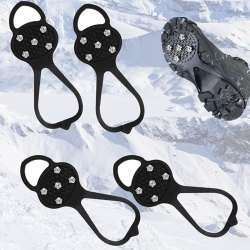 2 Pairs Spikes Für Schuhe Winter, Schuh Spikes Glatteis,steigeisen, Non-Slip with 5 Claws Equipment Gripper Snow Grips Kleets for Boots Shoes Hiking Ice Fishing Jogging Climbing Hiking - Universal