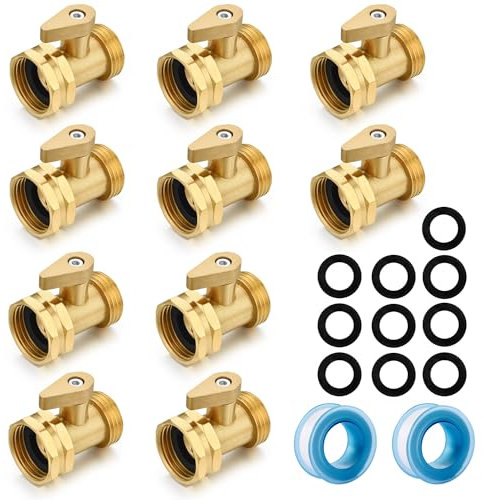 SIGURANTA Gartenschlauch-Absperrventil, strapazierfähig, 3/4 Zoll, massives Messing, Gartenschlauch, Verbindungsventil, Schlauch-Kugelhahn (10 Set)