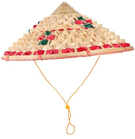 HOOTNEE Chapeau Bambou Chinois Pour Cosplay Et Scène Tissage Main Résistant Accessoire Deguisement Unisexe Protection Solaire Confortable