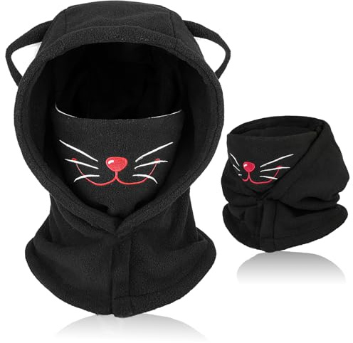 AYPOW Cagoule d'hiver Thermique pour Enfants 4-12 Ans, Multifonction Coupe-Vent Masque de Ski, Bonnet en Polaire Chaude, Casquette Cache-Cou Tour de Cou écharpe pour Garçons Filles Plein Air