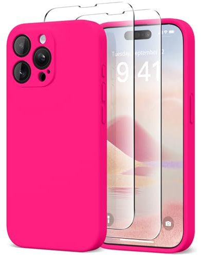 SuydanBox Magnetic for iPhone 13 Pro Max Case, Compatible with MagSafe, [Full Camera Protection][Screen Protector] Silicone Shockproof Protective Phone Case for iPhone 13 Pro Max 6.7, Hot Pink