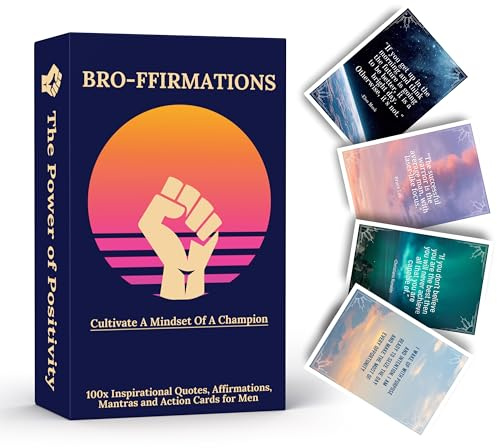 MINDZEN Bro-ffirmation's | Daily Positive Affirmation Cards for Men to Cultivate a Mindset of a Champion | Thoughtful Self Care Gifts to Improve Mental Health & Wellbeing