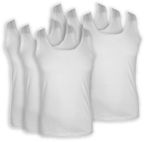 Erdem Herren Unterwäsche Tank Top 6 Stück, Multipack, Klassisch, Baumwollunterhemd für Männer, Basic Bequeme Männerunterwäsche, Strapazierfähige Herren Tank Tops; Weiß, M