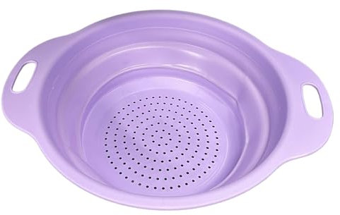 Scolapasta pieghevole per alimenti, salvaspazio, in silicone, essenziale per la cucina, colore: viola