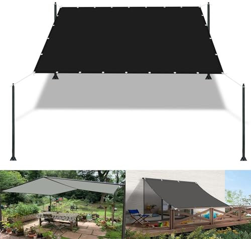 Pergola Canopy 0.9 x 1.6 m(3 x 5.2ft) Waterproof Canopy Outdoor with Free Rope UV Block Weather-Resistant with Grommets Pes Sail Shades Fence Pergola Balcony, Black
