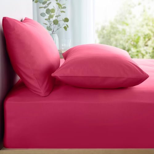 Appletree - Hot Pink Pillow Cases 2 Pack - Housewife Pillow Style - Bright Pink Pillowcases (48 x 76cm) - Soft & Luxury 100% Cotton - 2 Pieces - Neon Vivid Colour Bedding