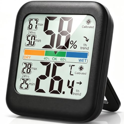 G.CATACC Room Thermometer Indoor Hygrometer Temperature Humidity Meter | 5s Fast Refresh, 2.8 Large LCD, Battery included, Accurate Sensor for Home Office Baby Nursery Greenhouse Reptile Incubator