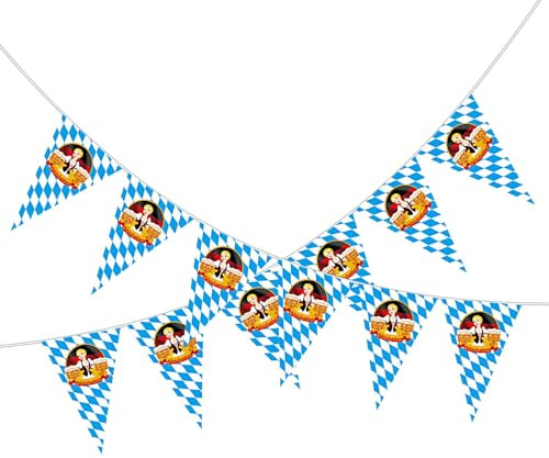 Oktoberfest-Dekorationen, Wimpelkette – bayerische Wandbanner, 6