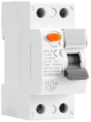 DEWIN Disjoncteur Différentiel 30mA, Disjoncteur à courant résiduel GYL10 RCCB Protection contre les fuites 30mA 2P 40A AC 230V