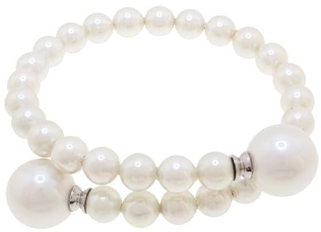 Armband Damen, DUO, Silber 925, Organische Perlen aus Mallorca 6 und 12 mm, Verstellbar 17-23 cm