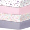 Stretch Sheet pour lit d'enfant, Drap Housse 70x140cm,Drap Housse cododo, certifié Oeko-TEX Standard 100, Lot de 4，Petites Fleurs Roses