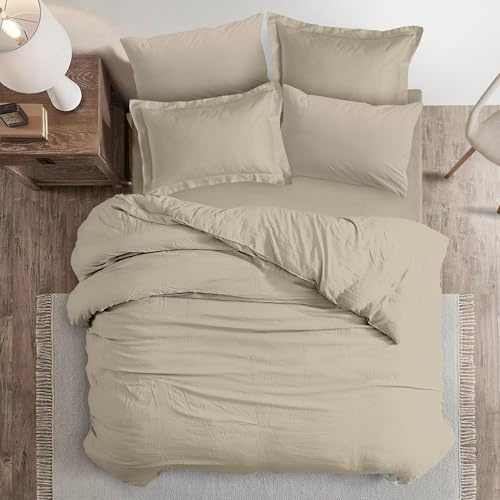DANYDude 100% Egyptian Cotton 4PC Duvet Cover King Set 400 Thread Count King Size Duvet Cover With Deep KingSize Fitted Sheet & Pillowcases 2 Pack | 4PC Quilt Cover Set