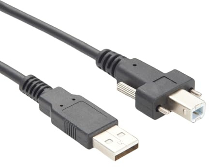 Plinkwirekb USB 2.0 A Male to Type-B Male Cable with M2 Screw Lock USB A to USB B Cable Machine Vision Industrial Camera High Speed Cord for Industrial Automation Scanner (USB2.0, 1.5M/5FT)