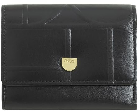 DUDU Damenportemonnaie Klein RFID aus Echtem Bedrucktem Leder, Geldbörse mit Reißverschlussfach – Elegant, Kompakt für die Handtasche, Perfekt für Karten und Münzen Black_Nude
