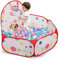 ZimiTeda Punto Rojo Piscina de Bolas para niños pequeños con aro de Baloncesto Plegable Pop-up Piscina de Bolas Bebe niñas niños Juego Interior Exterior Piscina para Perros Pelotas NO Incluidas