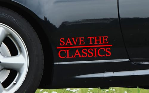 Save The Classics - Auto Aufkleber Sticker Autoaufkleber Decal Tuning Oldtimer Altes Auto Youngtimer Verbrenner Motor (Classics - rot glanz)