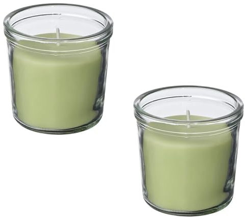 2er Set LÖVSKOGSLUND Duftkerze im Glas, Apfel/hellgrün, 20 Std. (IKE 705.820.52)