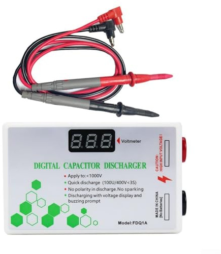HOHOVYVY Digitaler Kondensator-Entlader 10-1000V Hochspannungs-Messgerät Für Spannungsprüfung Mit LCD-Display Und Schnellentladung(Green)