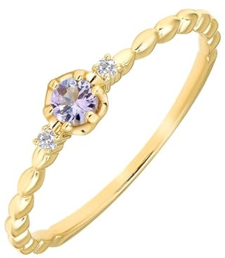 Homxi Trauring Damen Gold Ringe 585, Rund mit Kreierter Tansanit und Moissanit, Gold Verlobung Ring Frauen Größe 49 (15.6)