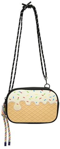 HMZXZ Crossbody-Tasche, Motiv: Zucker, Eiscreme, weiße Lebensmittel, kleine Handtasche mit verstellbarem Riemen, Eiscreme-Fanny-Pack-Rucksack, Hobo-Geldbörse für Damen und Herren, Reisen, Arbeit