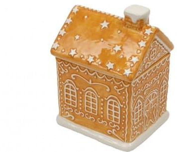 Inevitable Gingerbread House Cookie Jar with Lid, Dolomite, 16.6x14.5x23cm, Christmas Themed Storage Container, Food Safe