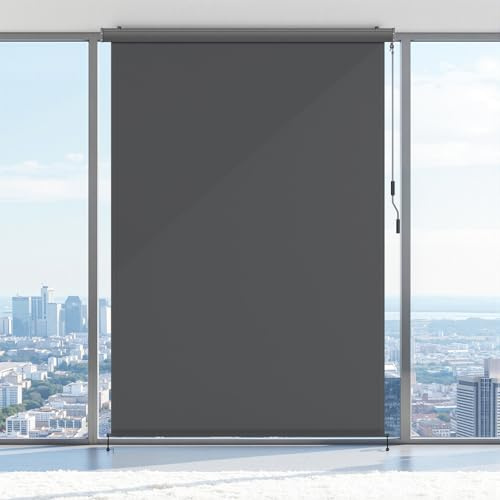 ISOISL Store vertical 250 x 180 cm, store vertical 280 g/m² avec manivelle, protection solaire, brise-vue et protection contre le vent, pour balcon, terrasse, anthracite