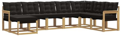 vidaXL Outdoor-Sofagarnitur mit Kissen 8 pcs Weiß und Schwarz, Garten Sofa, modernes Ecksofa, Robustes Sitzmöbel, Möbel für Terrasse, gemütliche Lounge