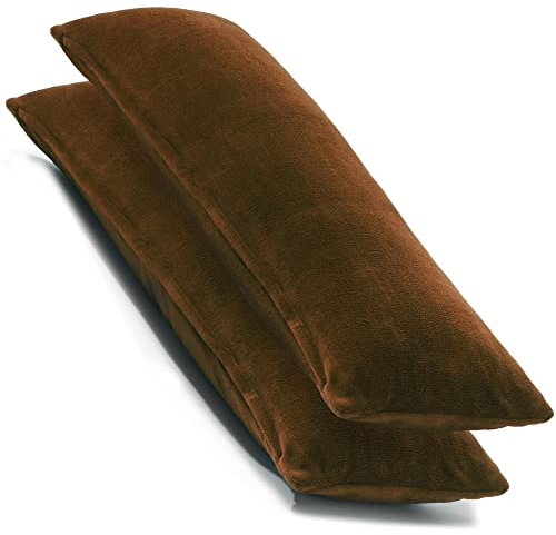CelinaTex 2er Set Kissenbezug 40x145 cm Doppelpack Coral Fleece Kissenhülle, Seitenschläferkissen Bezug Stillkissenhülle Comfortable braun 5001371