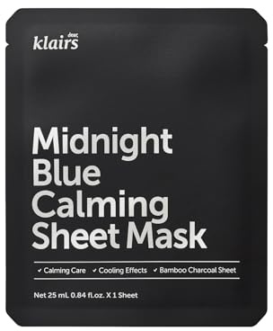 DearKlairs Midnight Blue Calming Sheet Mask 1 Sheet, Soothing Irritated, heated Skin, For troubled and sensitive skin, Korean Beauty
