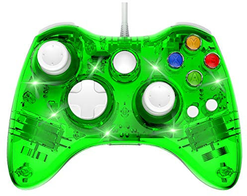 PAWHITS Wired Controller für Xbox 360 USB Kabelgebundene Gamepad Controller mit Doppelter Vibration Joypad Joystick - Transparent Grün