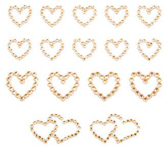 Oblique Unique® 16 Herz Sticker Aufkleber Strass Steine zum Verzieren Aufkleben Scrapbooking Basteln für Hochzeit JGA Valentinstag Champagner