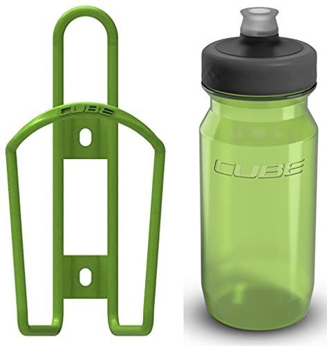 Cube HPA Cage - Matt Green & Grip Bottle - Green, 750ml / Lightweight Bicycle Cycling Cycle Bike MTB Mountain Road Water Drink Flask Bidon Bracket Mount Holder Carrier Part HPC HPP Set Accessories