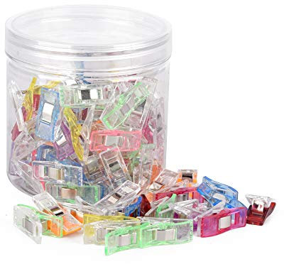 ewtshop® 100 Stück Stoffklammern, Wonder Clips, Kunststoffklammern farbig, mit Aufbewahrungsbox