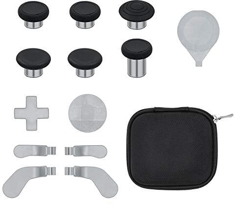 Mcbazel 13 en 1 Outils de Remplacement pour Contrôleur Xbox One Elite Series 2, 6 Thumbsticks, 4 Palettes, 2 D-pads avec Étui de Transport pour Manette Xbox Elite Series 2 Argent