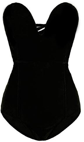 CHARTOU Sexy Damen-Body aus Samt, zum Schnüren, Einteiler, schwarz, X-Klein