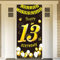 DPKOW Black Gold 13th Birthday Decoration for Boy Girl, Black Gold 13th Birthday Banner for Backdrop Door Decoration,13th Birthday Background Banner for Garden Table Wall Decoration, 185 x 90cm Fabric